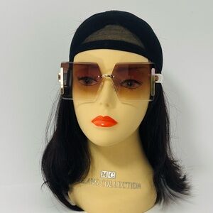 1231-Rimless Cut Edge Retro Glasses-White